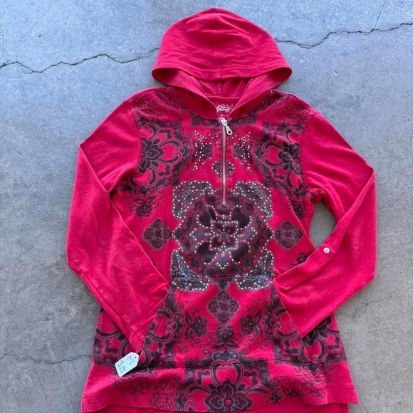 Vintage Women's red Y2K half zip - Picture 2 of 4